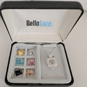 Belle Luce 18" Sterling Sliver Interchangeable Necklace w/6 CZ Colored Stones